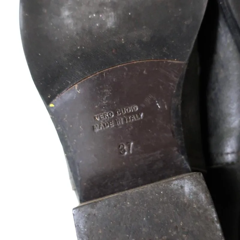 Bottes à boucle montantes Via Roma 15 en cuir anthracite taille 37