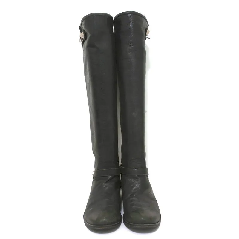 Bottes à boucle montantes Via Roma 15 en cuir anthracite taille 37