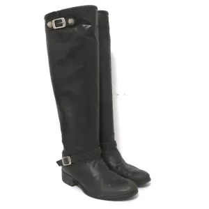 Bottes à boucle montantes Via Roma 15 en cuir anthracite taille 37