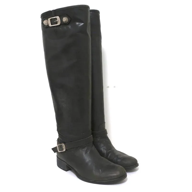 Bottes à boucle montantes Via Roma 15 en cuir anthracite taille 37