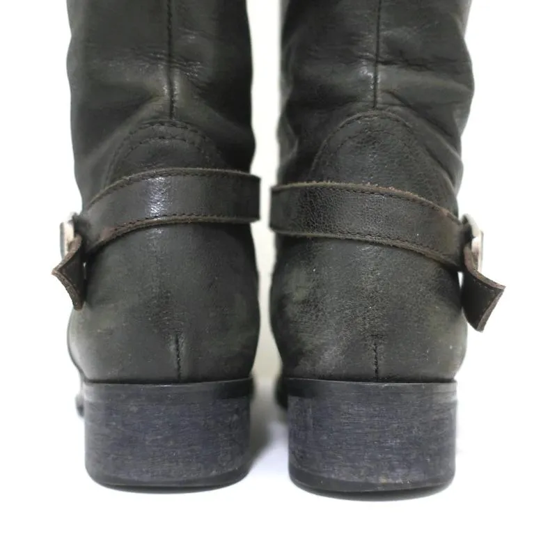 Bottes à boucle montantes Via Roma 15 en cuir anthracite taille 37