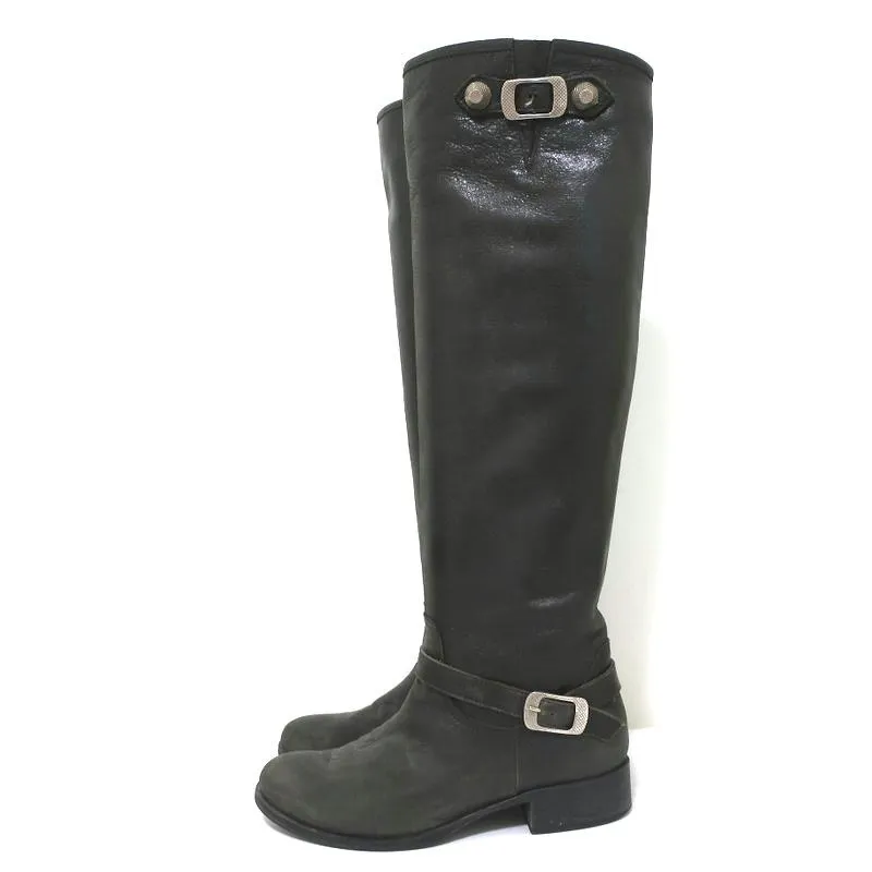 Bottes à boucle montantes Via Roma 15 en cuir anthracite taille 37