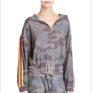 Pull à capuche vintage camouflage La Havane avec fermeture éclair devant B7565