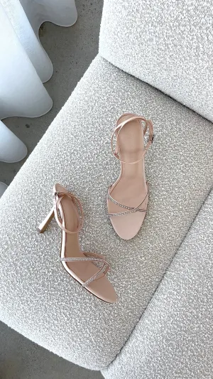 Vixin Heels - Satin champagne diamanté