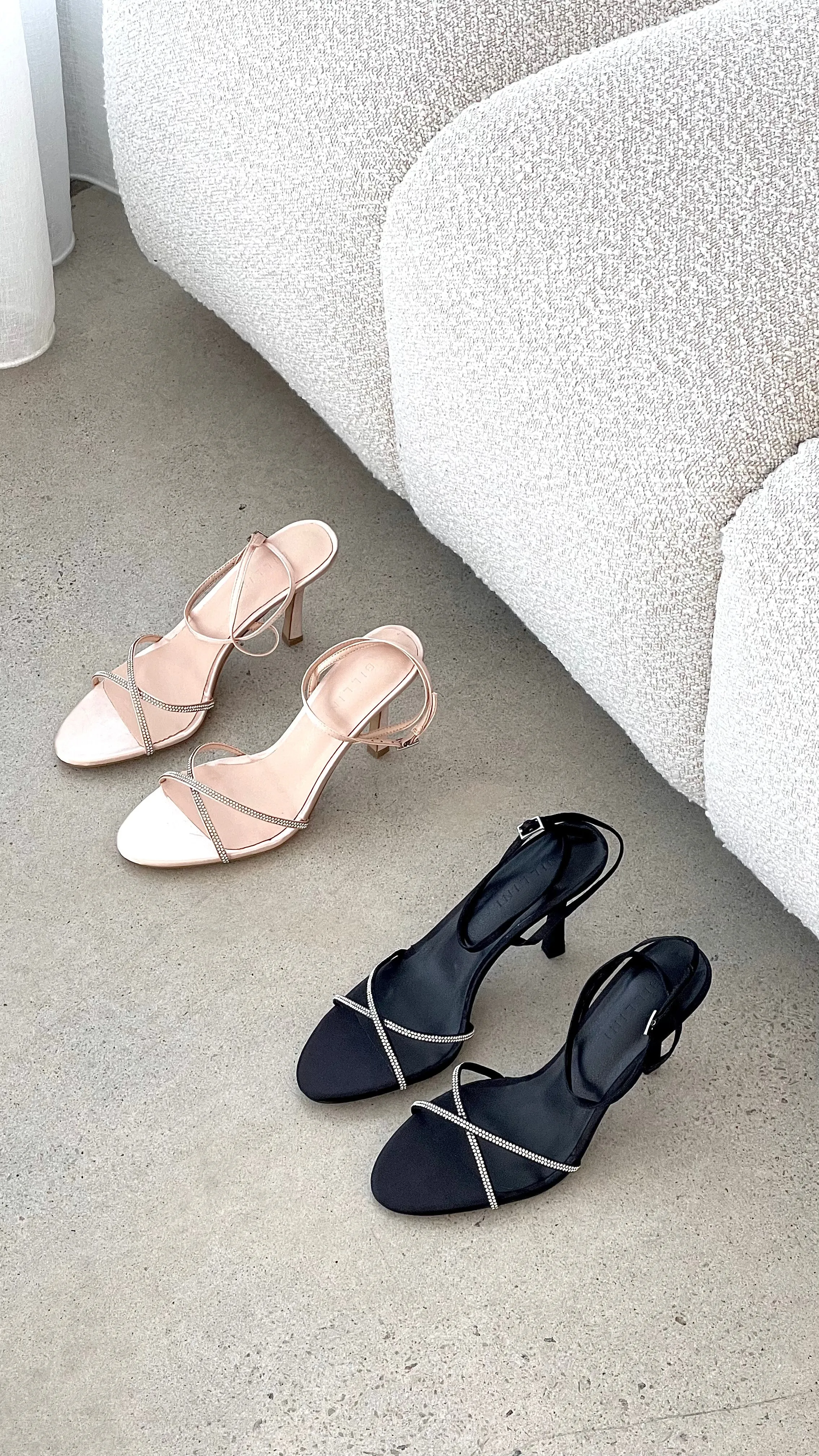 Vixin Heels - Satin champagne diamanté