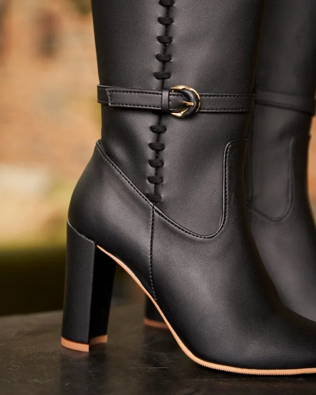 Bottes genou en simili cuir vegan Westminster | Noir