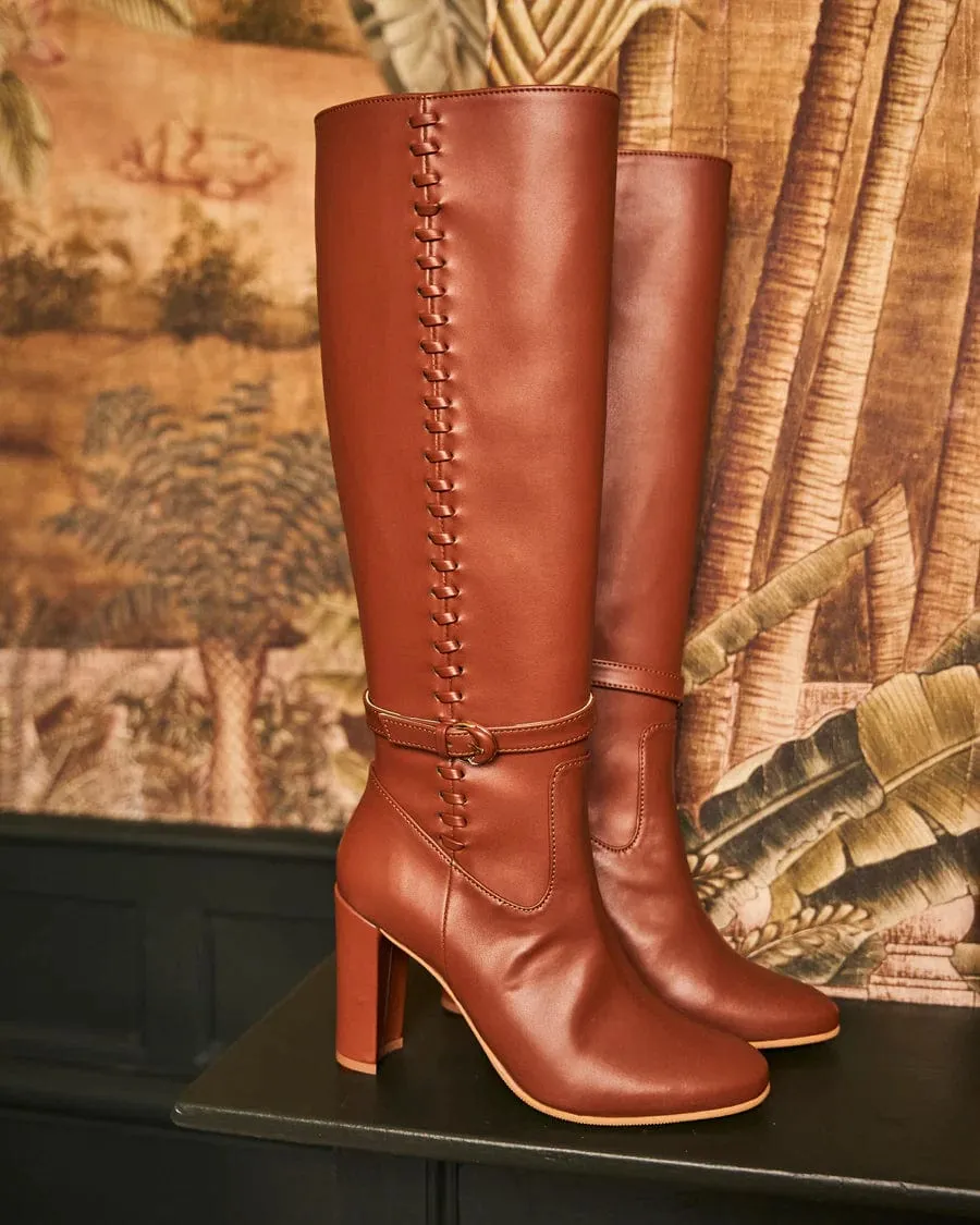 Bottes genou en simili cuir vegan Westminster | Camel