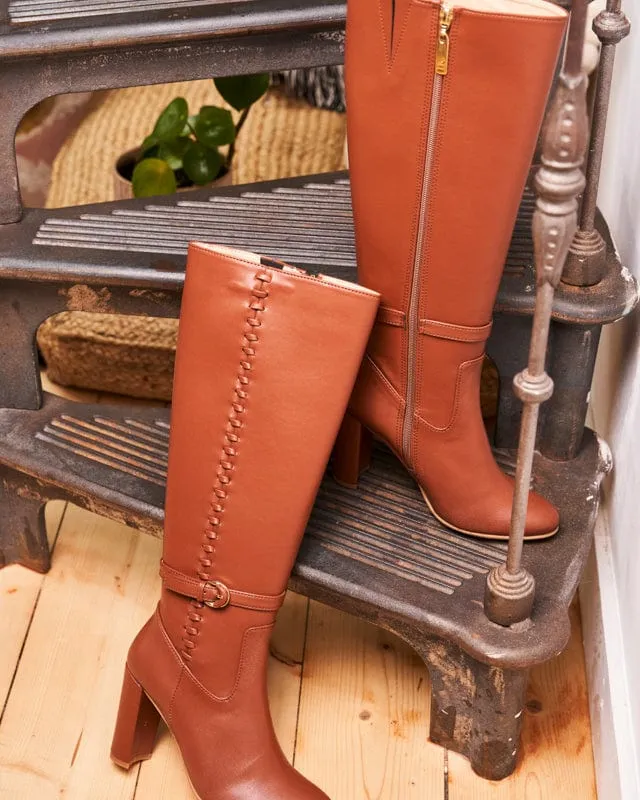 Bottes genou en simili cuir vegan Westminster | Camel