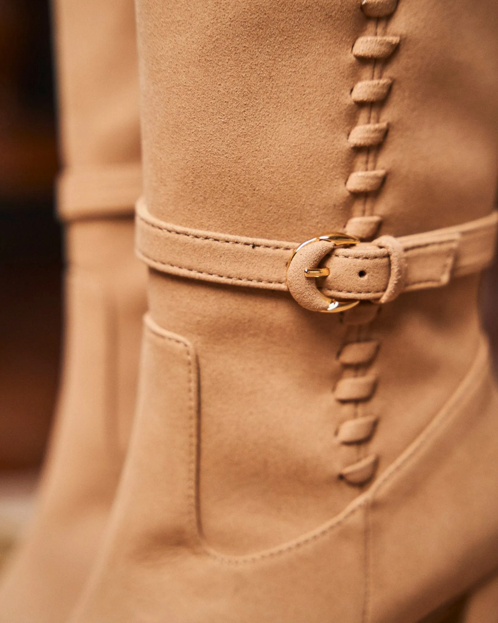 Bottes vegan en daim Westminster - Genou - Café latte