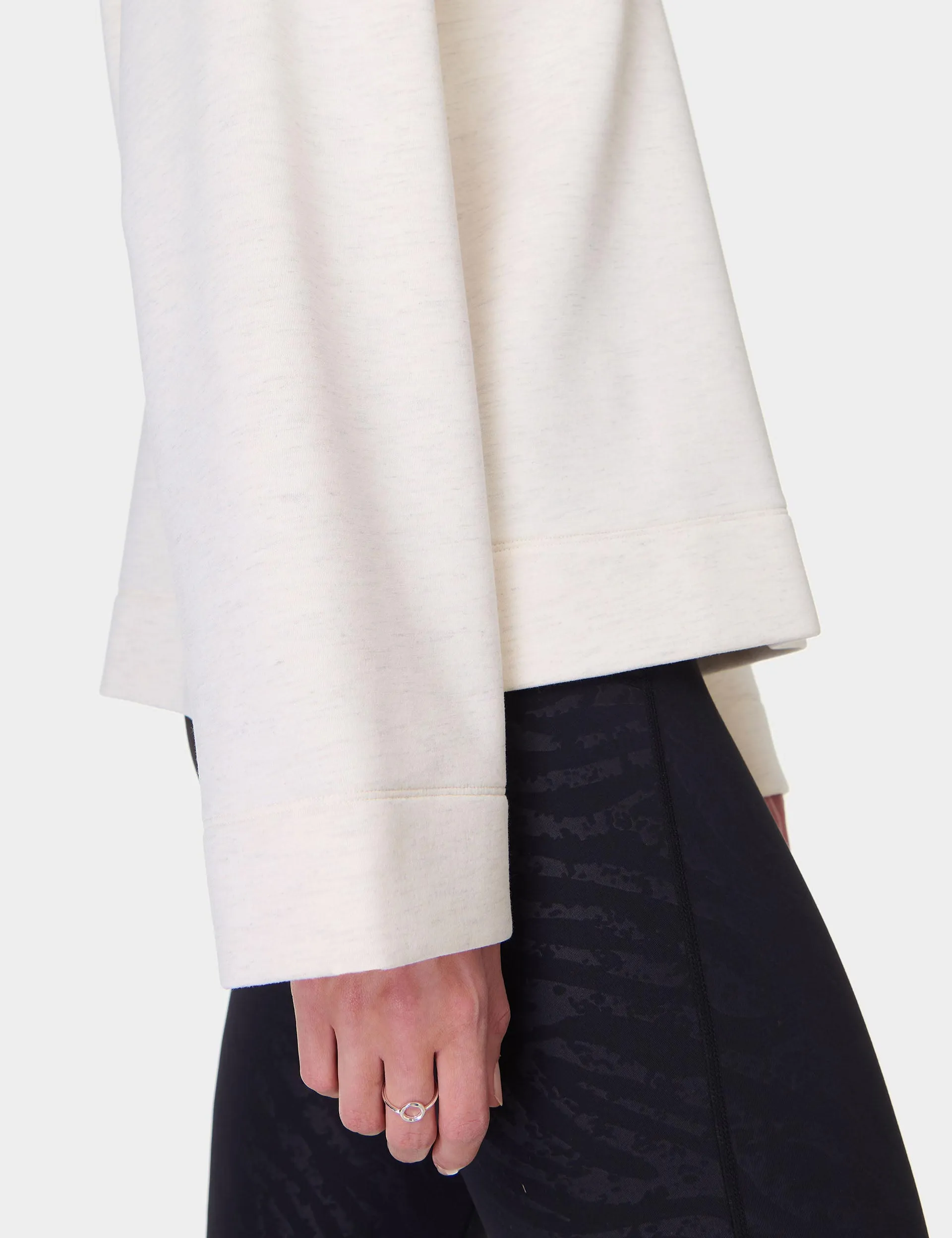 Pull à capuche col cheminée Wind Down - Blanc marbré
