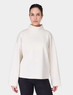 Pull à capuche col cheminée Wind Down - Blanc marbré
