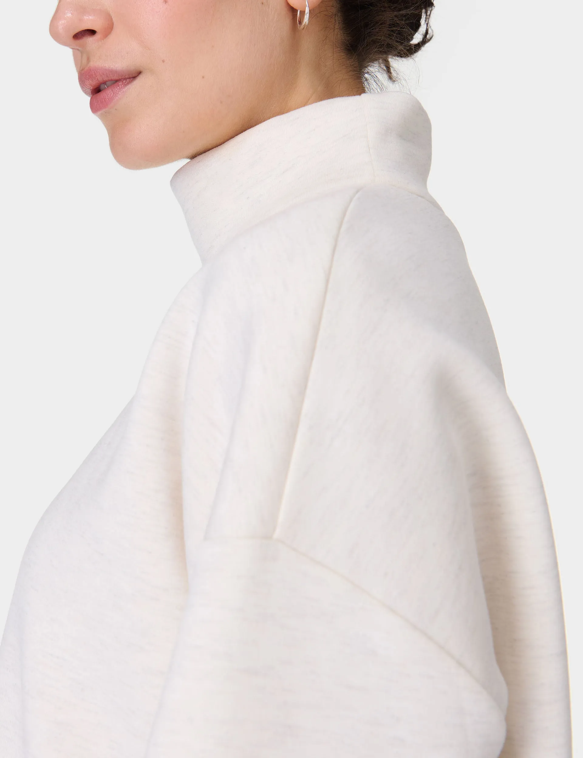 Pull à capuche col cheminée Wind Down - Blanc marbré
