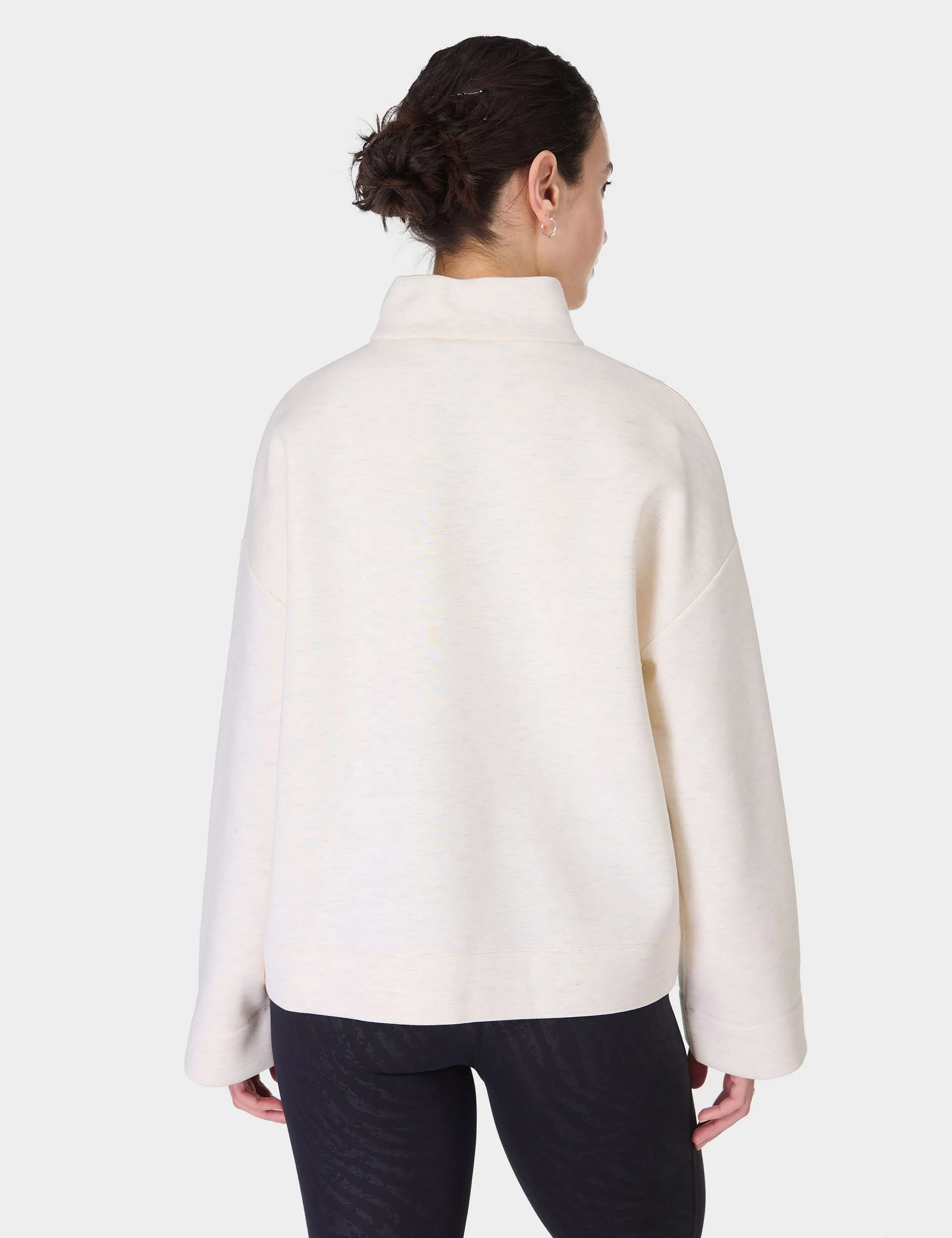Pull à capuche col cheminée Wind Down - Blanc marbré