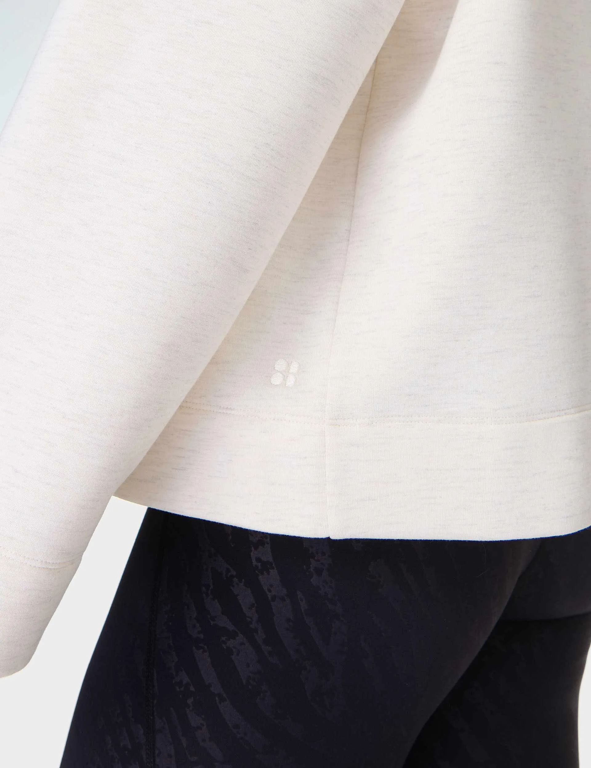 Pull à capuche col cheminée Wind Down - Blanc marbré