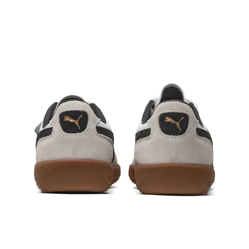 Puma Palermo en cuir pour femmes Blanc/Gris vapeur-Gomme 397467-01