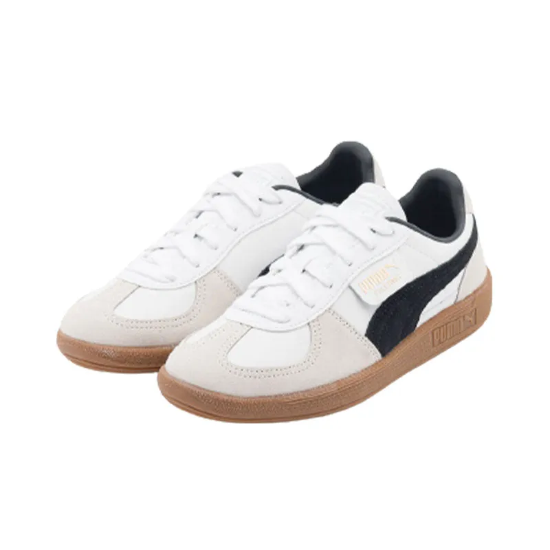Puma Palermo en cuir pour femmes Blanc/Gris vapeur-Gomme 397467-01