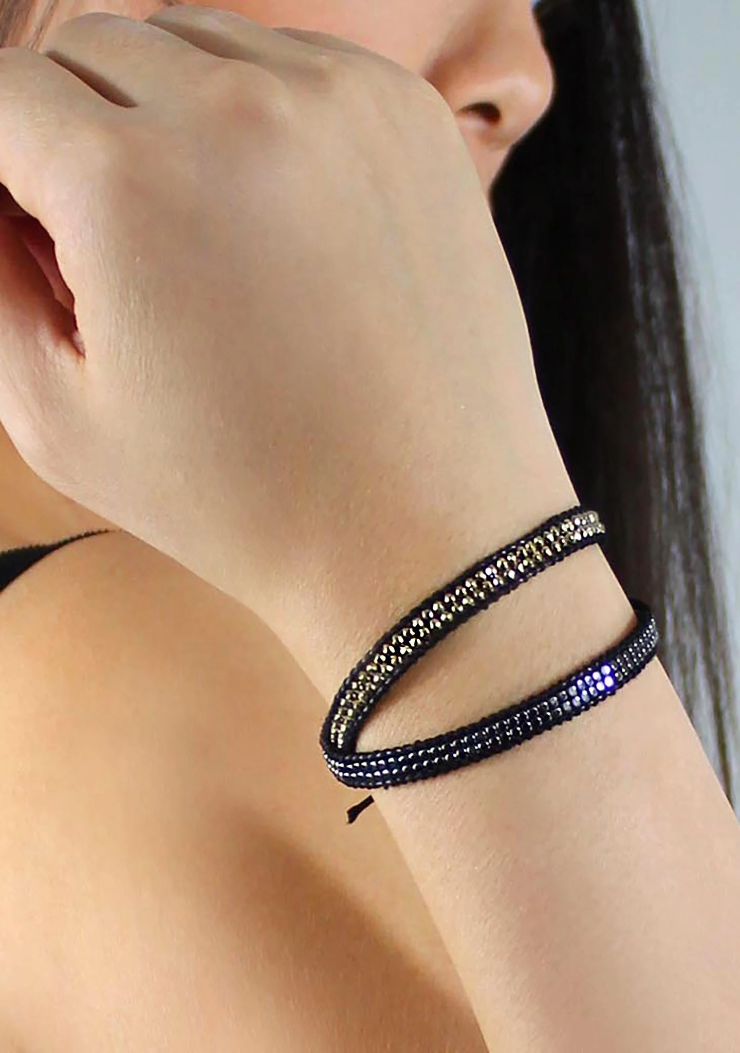 X Katie Soleil Femme Bracelet à Perles Double Enroulement
