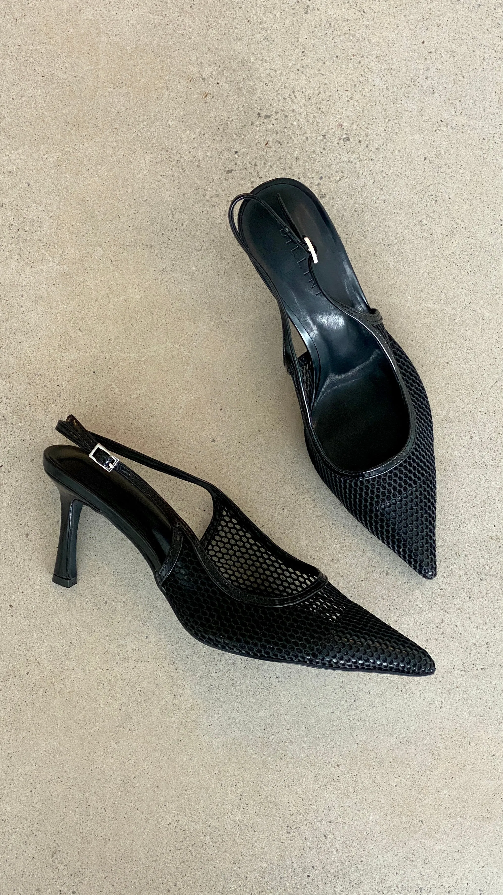 Xahia Heel - Maille Noire à Motifs Réseau