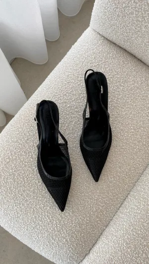 Xahia Heel - Maille Noire à Motifs Réseau