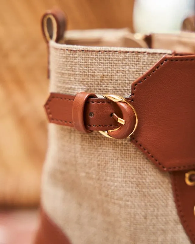 Bottes véganes York en cuir grainé recyclé | Camel