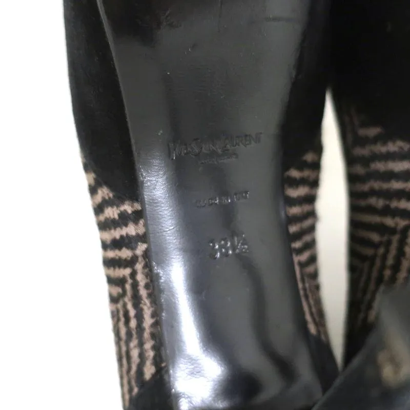 Bottes chelsea Yves Saint Laurent Tribtoo en daim noir et poil de poney imprimé taille 38.5