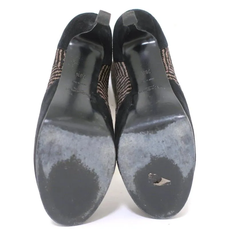 Bottes chelsea Yves Saint Laurent Tribtoo en daim noir et poil de poney imprimé taille 38.5