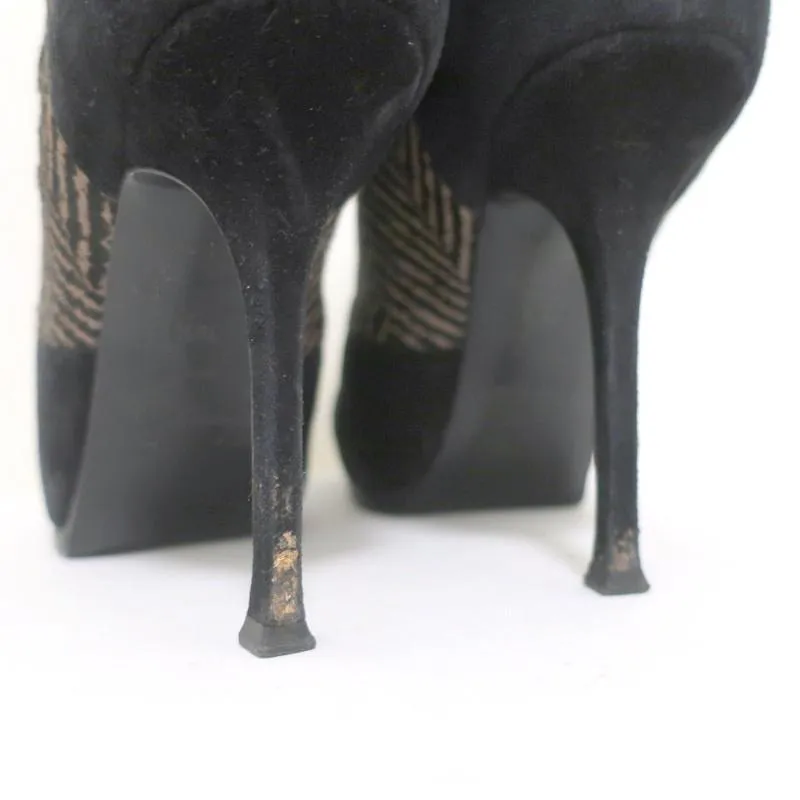Bottes chelsea Yves Saint Laurent Tribtoo en daim noir et poil de poney imprimé taille 38.5