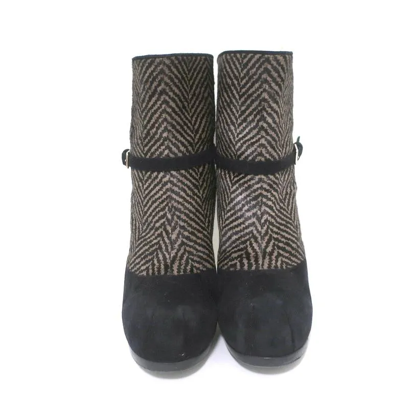 Bottes chelsea Yves Saint Laurent Tribtoo en daim noir et poil de poney imprimé taille 38.5