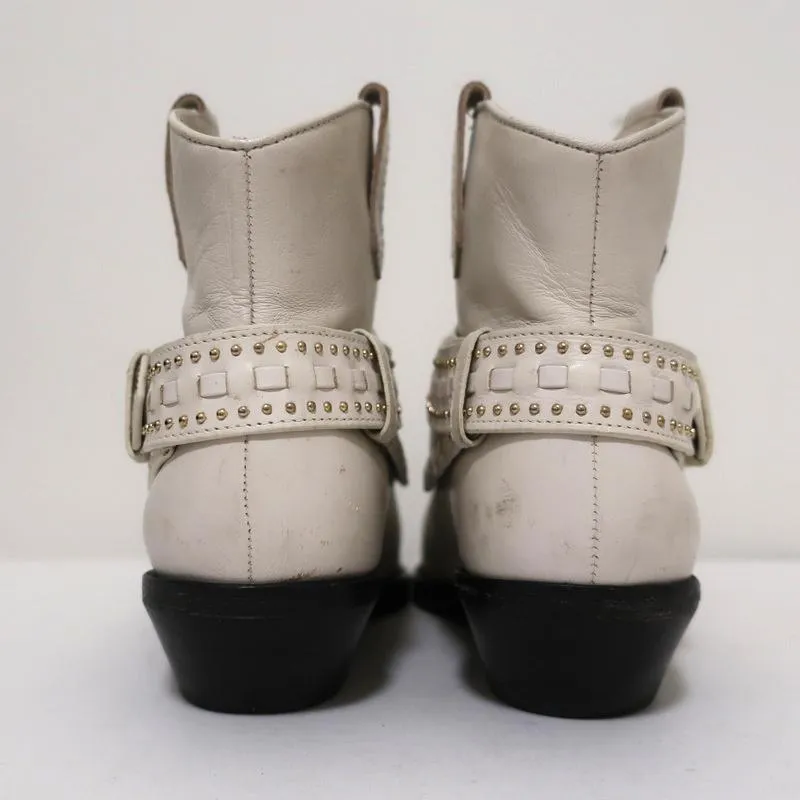 Bottes cowboy Zimmermann en cuir clouté crème taille 38, bottes western à la cheville