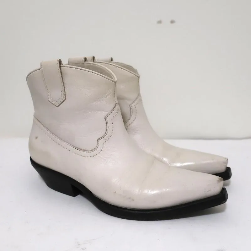 Bottes cowboy Zimmermann en cuir clouté crème taille 38, bottes western à la cheville