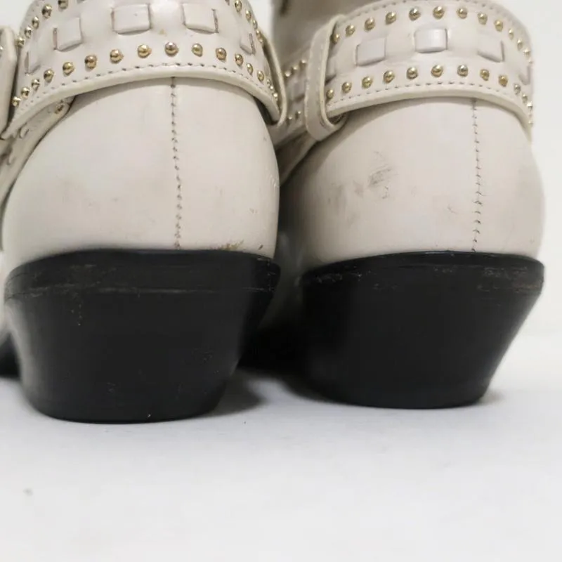 Bottes cowboy Zimmermann en cuir clouté crème taille 38, bottes western à la cheville