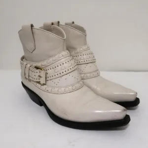 Bottes cowboy Zimmermann en cuir clouté crème taille 38, bottes western à la cheville