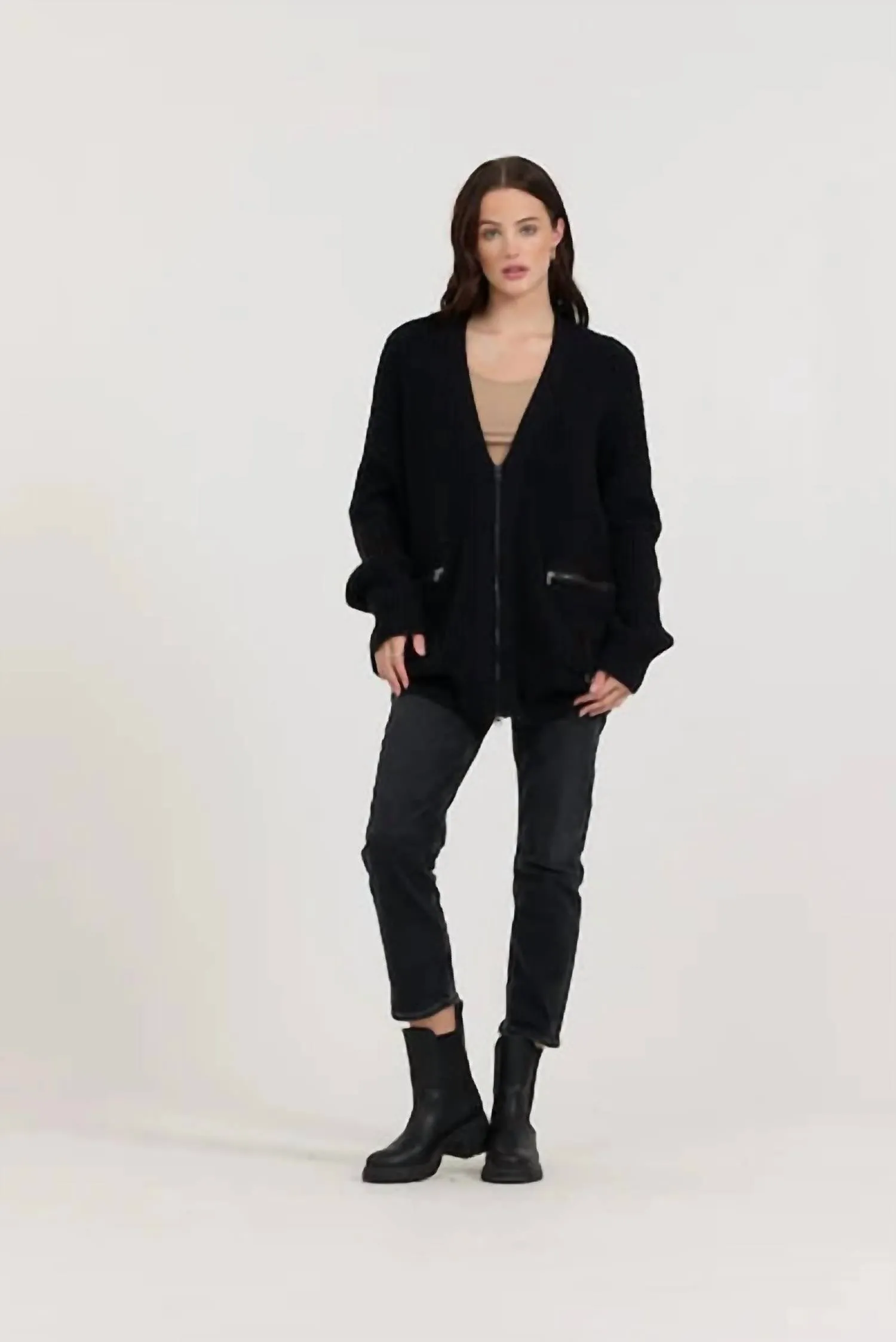 Cardigan utilitaire à fermeture éclair noir