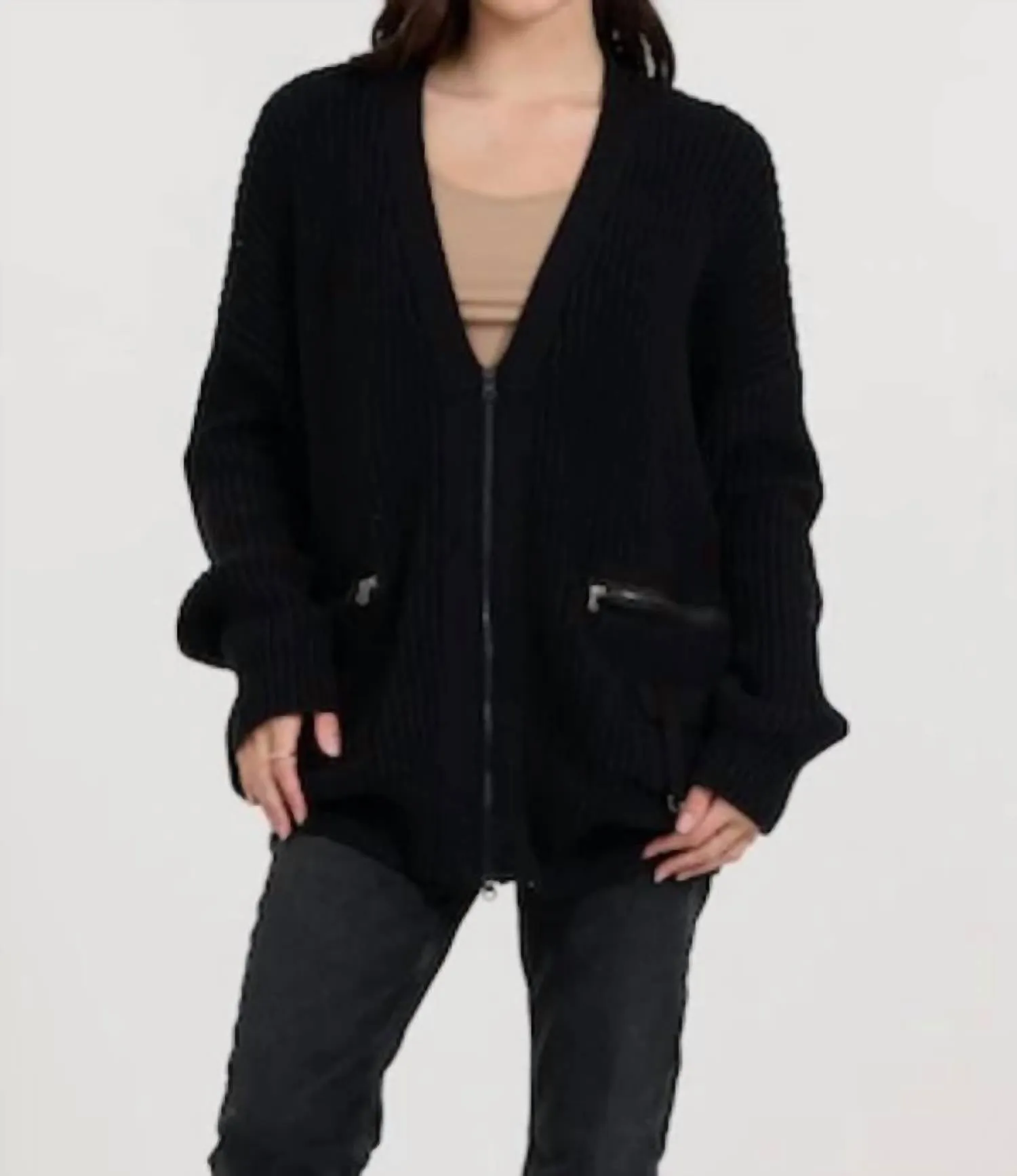 Cardigan utilitaire à fermeture éclair noir