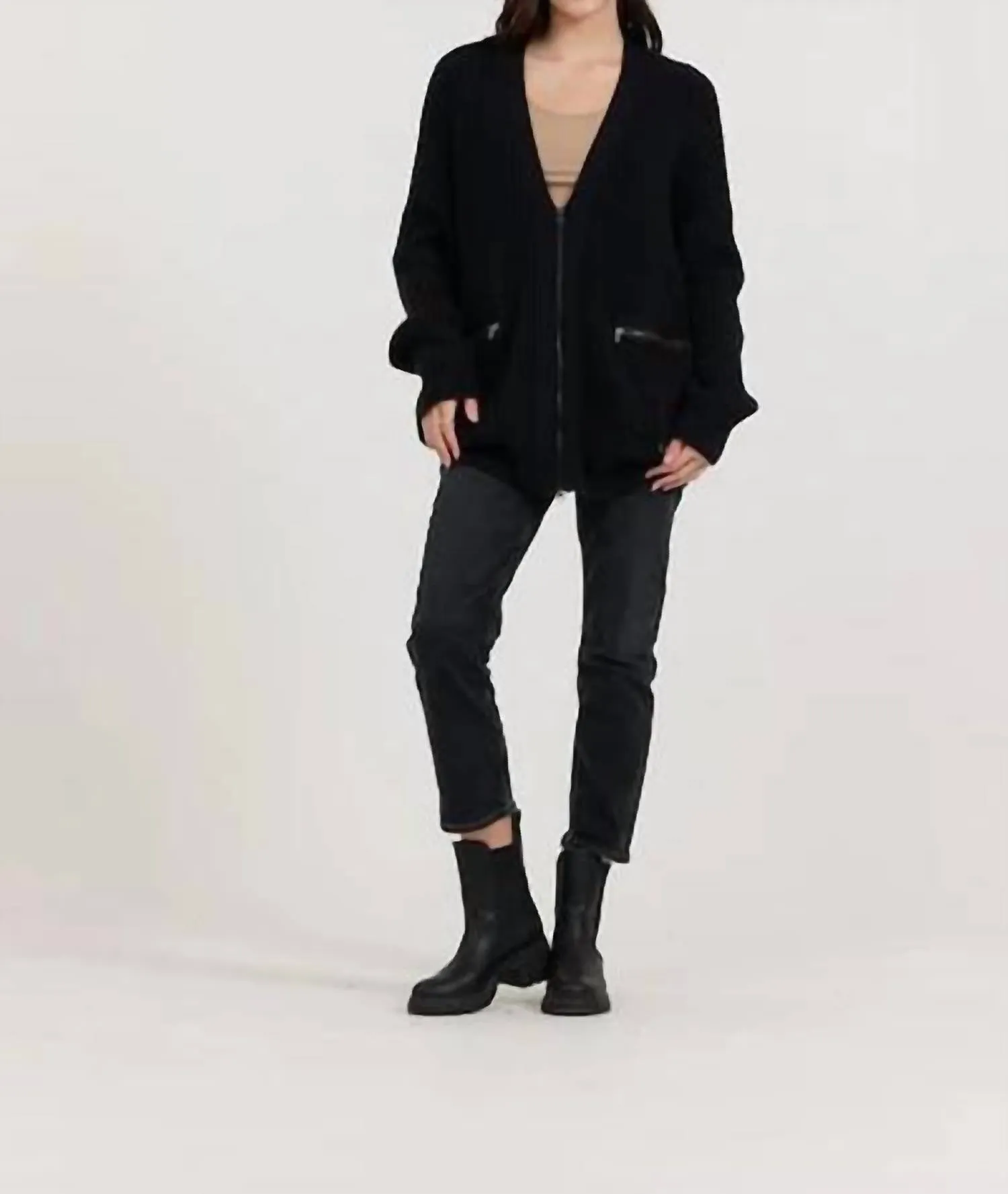 Cardigan utilitaire à fermeture éclair noir